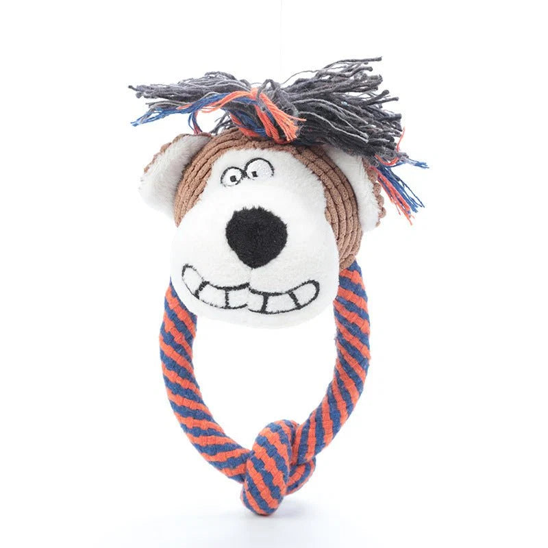 Dog Cotton Rope Chew & Teeth Cleaning Toy | Squeaky Plush Design for Dogs