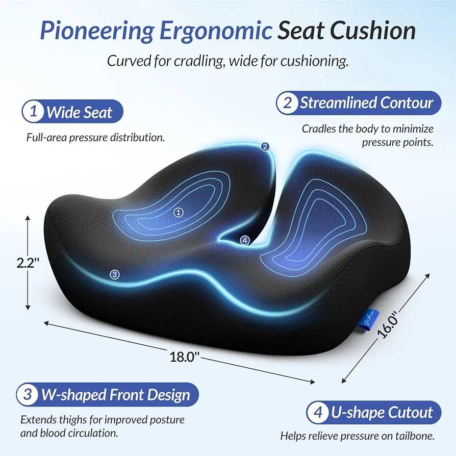 Ergonomic Memory Foam Seat Cushion | Posture & Pain Relief Support