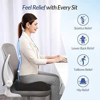 Ergonomic Memory Foam Seat Cushion | Posture & Pain Relief Support