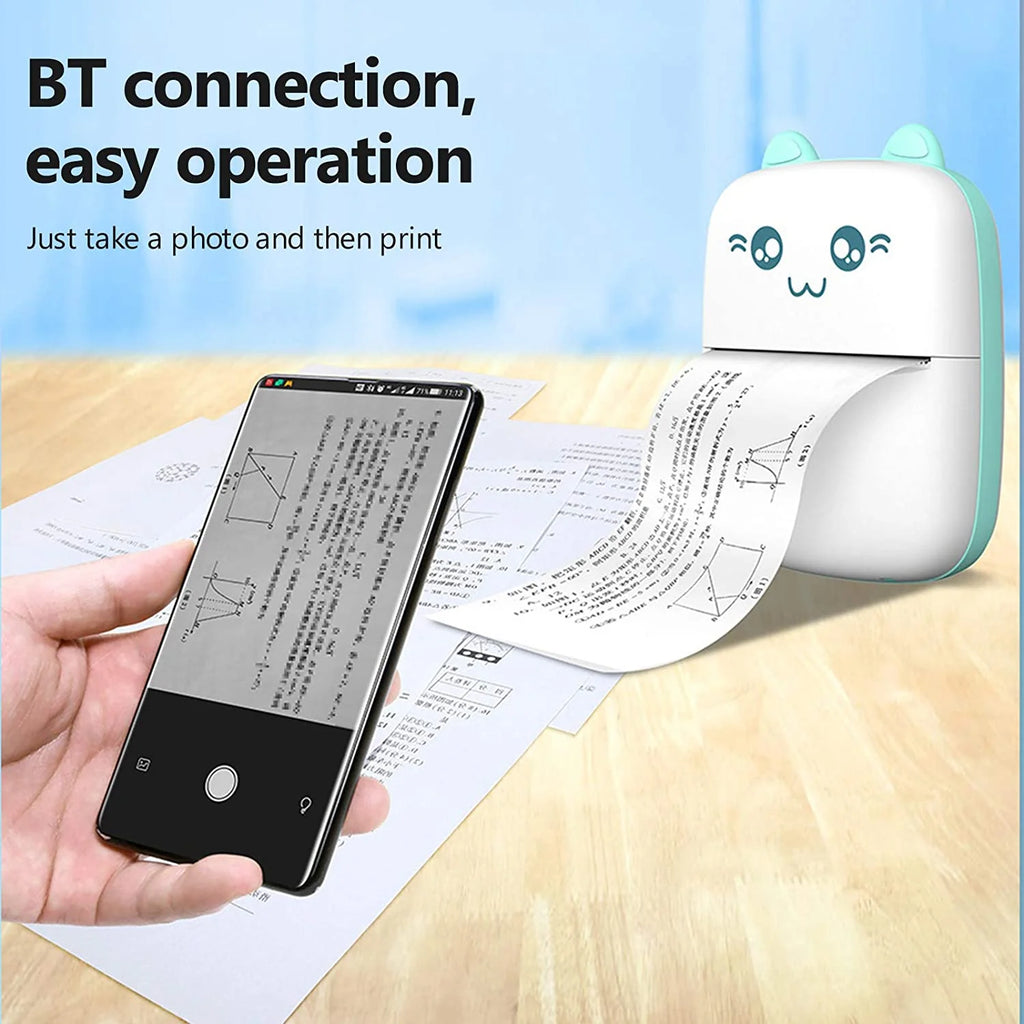 Portable Mini Pocket Thermal Printer | Wireless BT 4.0, Ink-Free, 200 DPI & 1000mAh Battery