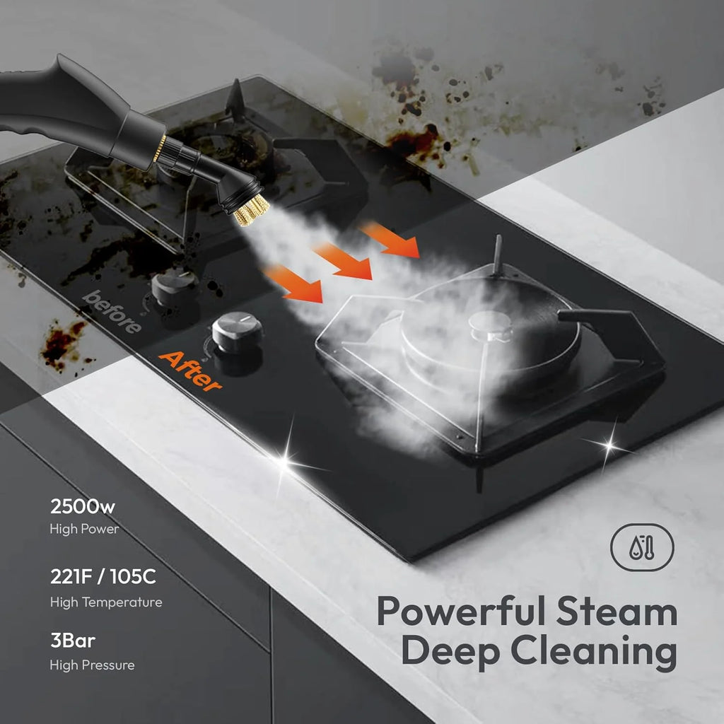 Portable Steam Cleaner | 6-Level Steam, 1200ml Tank & Full Accessory Kit