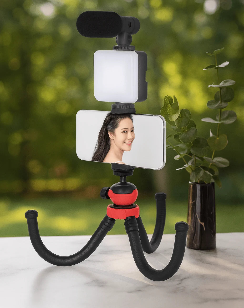 Professional Video-Making Kit | LED Ring Light, Microphone & Flexible Tripod