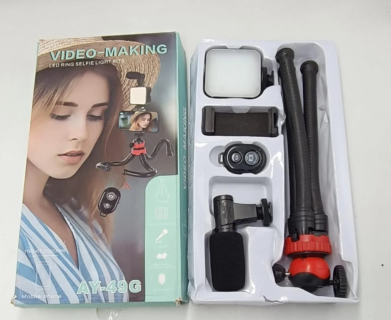 Professional Video-Making Kit | LED Ring Light, Microphone & Flexible Tripod