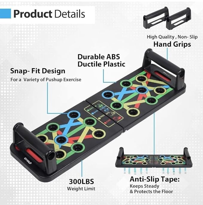 Colour-Coded Push-Up Board | Non-Slip Foldable Fitness System with Ergonomic Grips