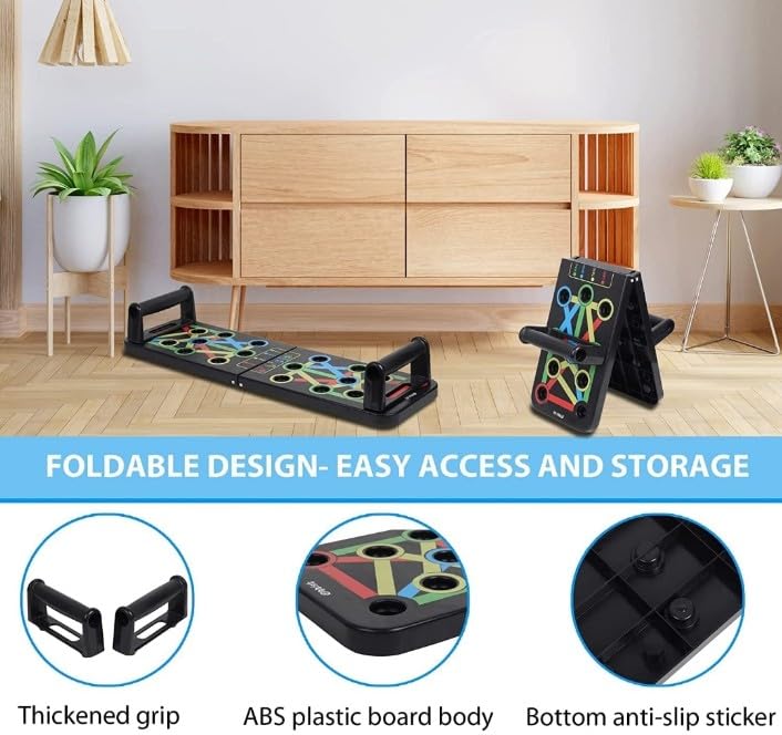Colour-Coded Push-Up Board | Non-Slip Foldable Fitness System with Ergonomic Grips