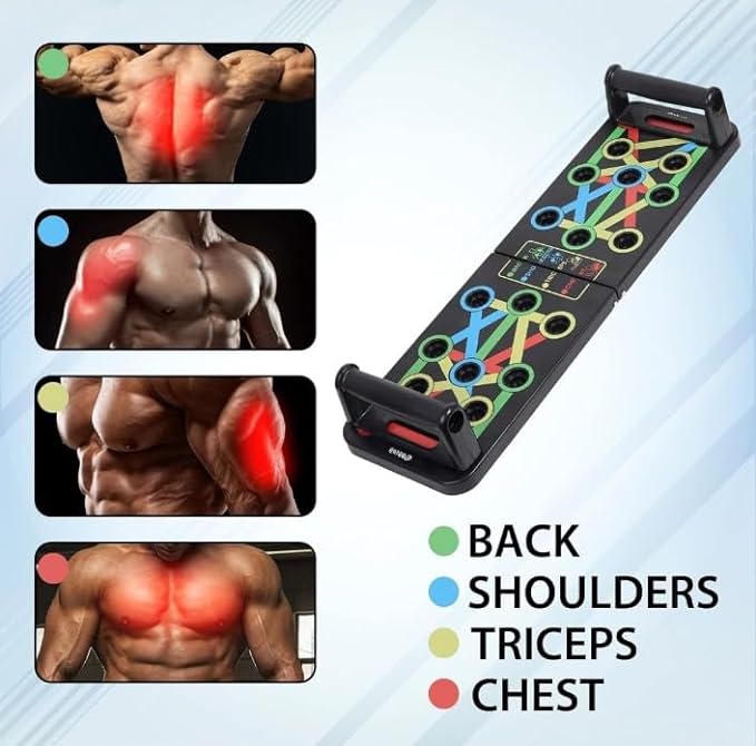Colour-Coded Push-Up Board | Non-Slip Foldable Fitness System with Ergonomic Grips