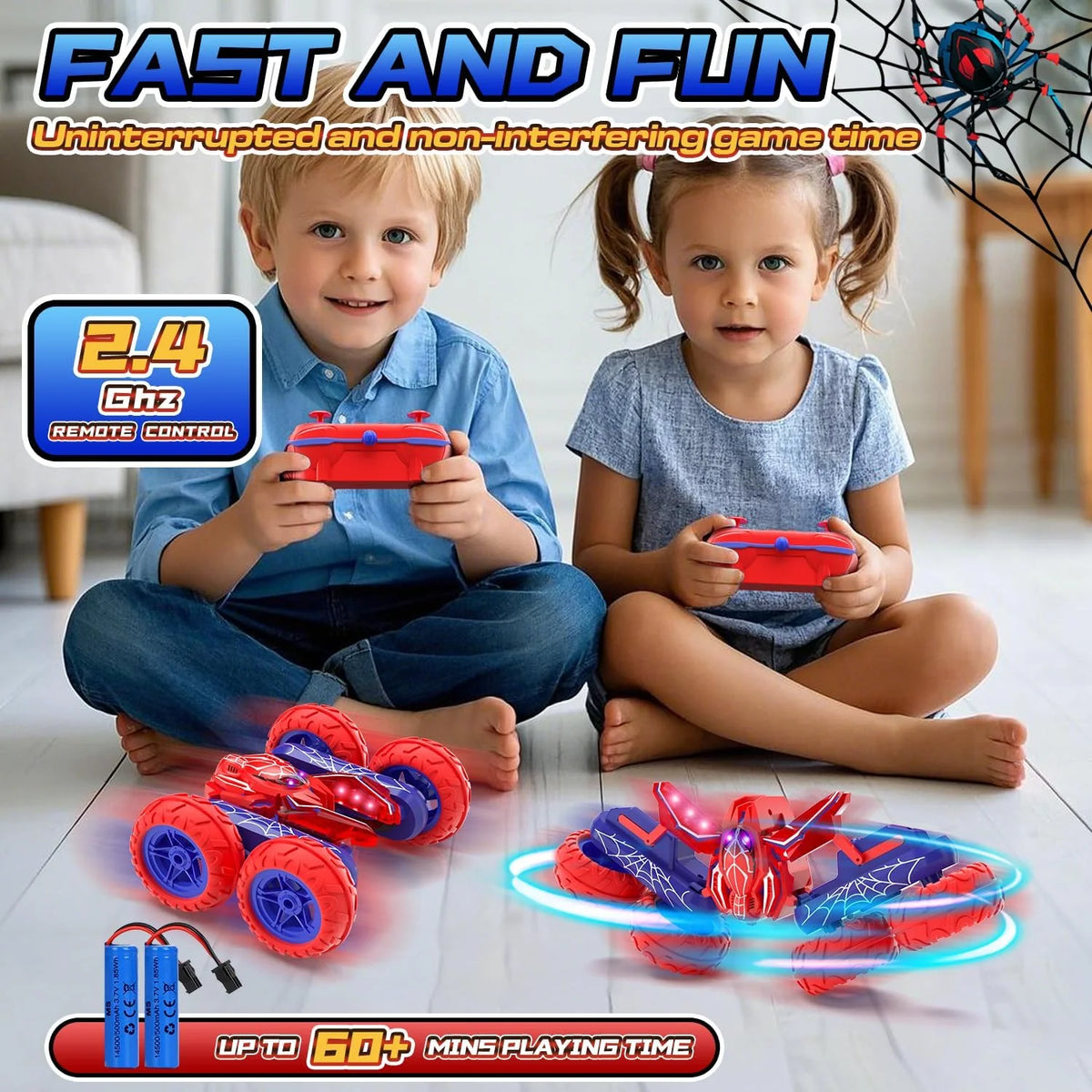 Remote Control Spider Stunt Car | Double-Sided, 360° Rotation & Flip-Proof RC Toy for Kids 8+