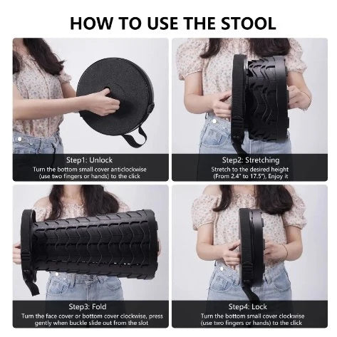 Retractable Folding Stool | Compact Foldable Step Stool for Home & Travel