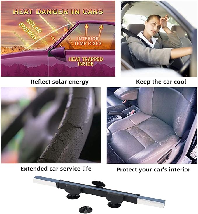 Retractable Car Windshield Sun Shade | 99% UV Block, Reflective Aluminum, 160x70cm