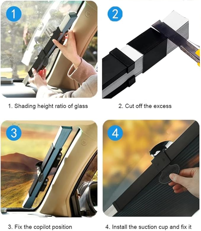 Retractable Car Windshield Sun Shade | 99% UV Block, Reflective Aluminum, 160x70cm
