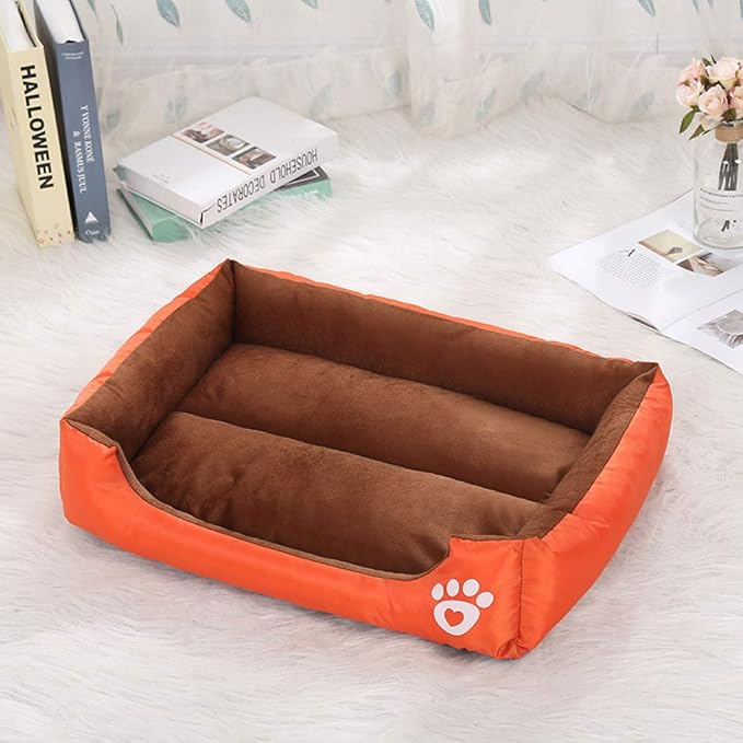 Soft Rectangular Pet Bed | Raised Edges, Non-Slip Base & Washable Fabric for Cats & Dogs