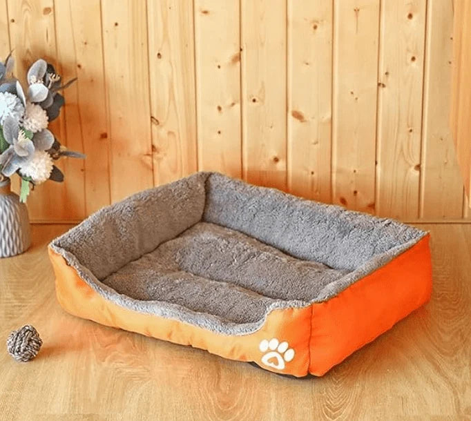 Soft Rectangular Pet Bed | Raised Edges, Non-Slip Base & Washable Fabric for Cats & Dogs