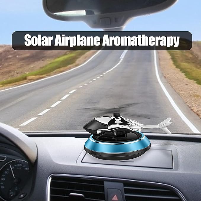 Solar Car Fragrance Diffuser | Rotating Helicopter Design, Alcohol-Free & Nano Aroma Core