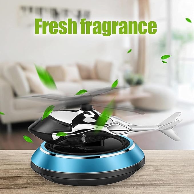 Solar Car Fragrance Diffuser | Rotating Helicopter Design, Alcohol-Free & Nano Aroma Core