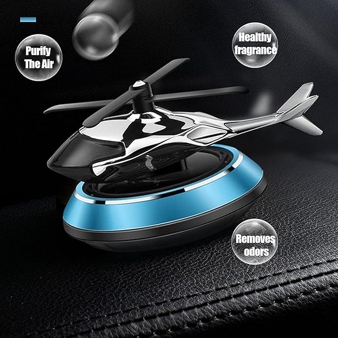 Solar Car Fragrance Diffuser | Rotating Helicopter Design, Alcohol-Free & Nano Aroma Core