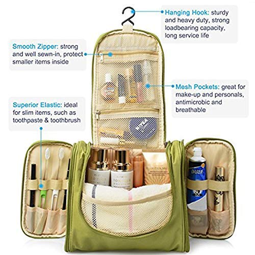 Travel Hanging Toiletry Bag | Waterproof Nylon, Dual Zipper & Hook for Men & Women